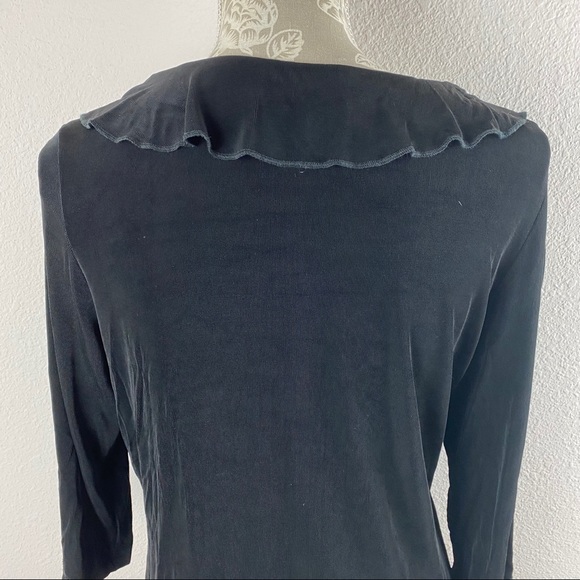 Travel Smith Black Ruffle Front Top Medium - Picture 7 of 11